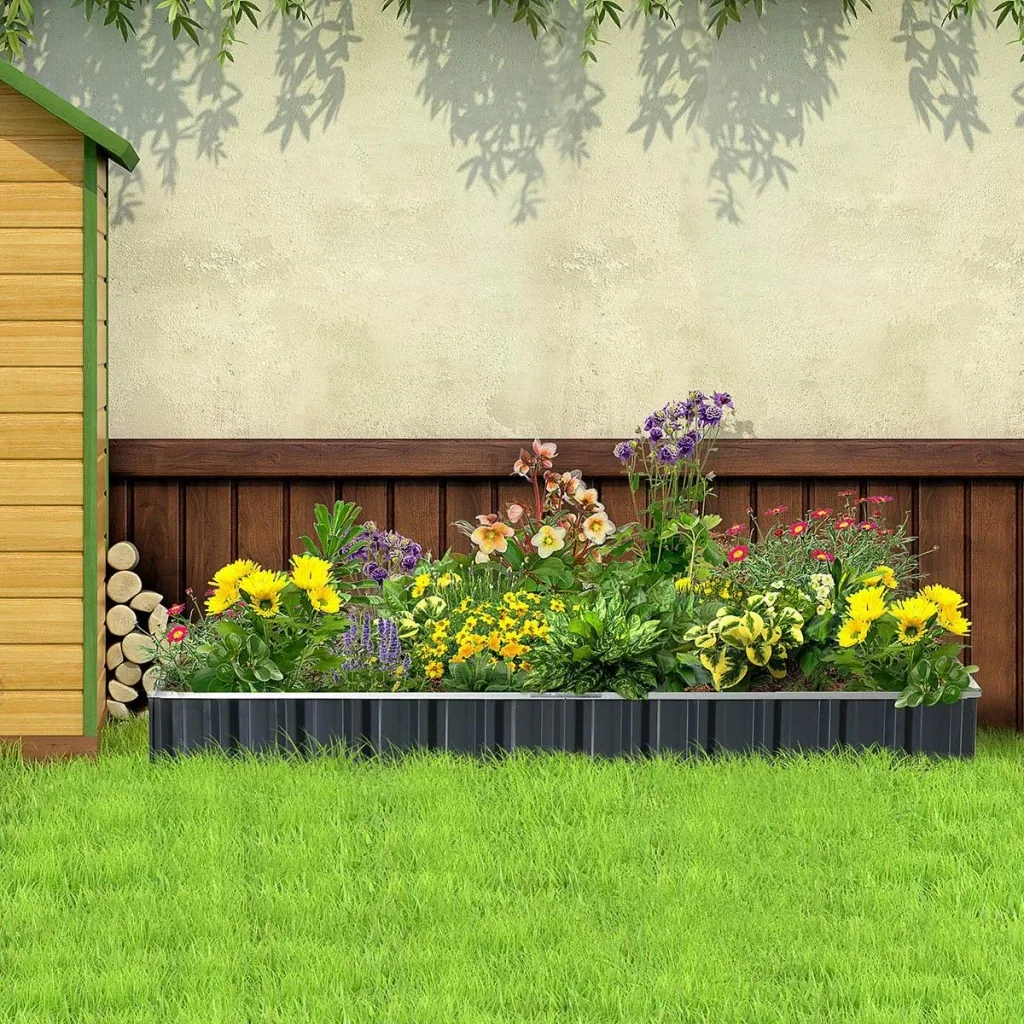 Hochbeet aus Stahl DIY Gartenbeet mit T-Form-Pflanzenschilder Handschuhe Pflanzenbeet Kräuterbeet Blumentreppe für Balko