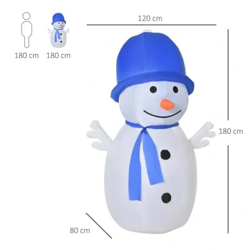 1,8 m aufblasbarer Schneemann mit 2 LED-Drehlichtern Weihnachtsdeko