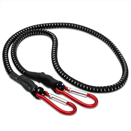 Gummiband mit Karabiner 100cm x 10 mm - Schwarz