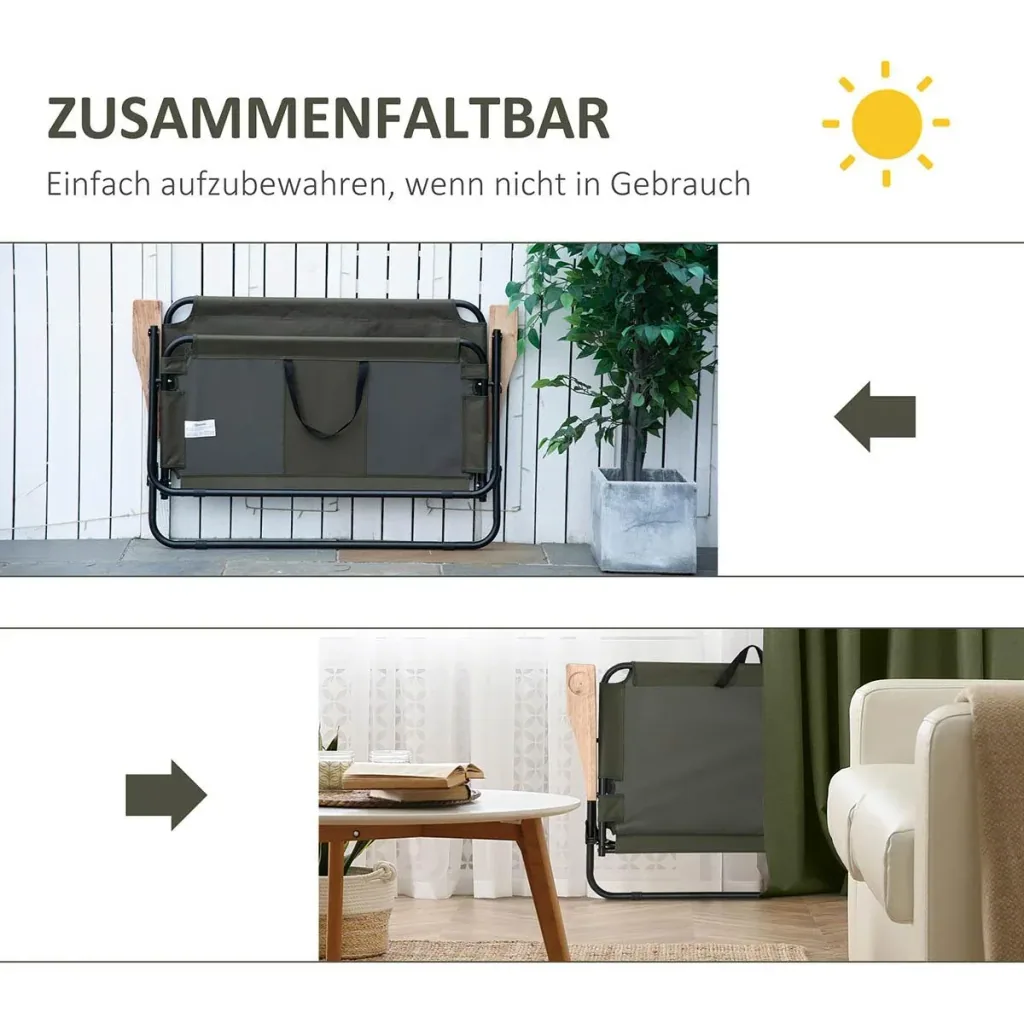 Campingstuhl 2-Sitzer klappbar tragbar Gartenstuhl Regiestuhl Klappstuhl mit Getränkehalter für Outdoor Picknick Wandern