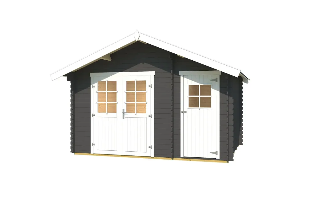 Gartenhaus 253 Gr.2, 420 x 310 x 270 cm graphitgrau 28 mm, Doppeltür, mit 2. Raum Einzeltür