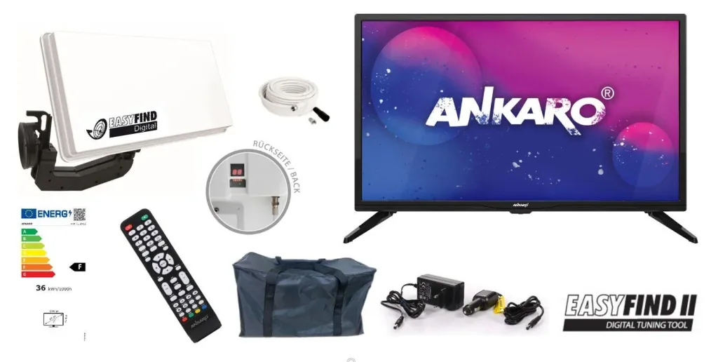 Traveller Kit II TV Camping Set inkl. 24 Zoll LED-TV, SAT Flachantenne