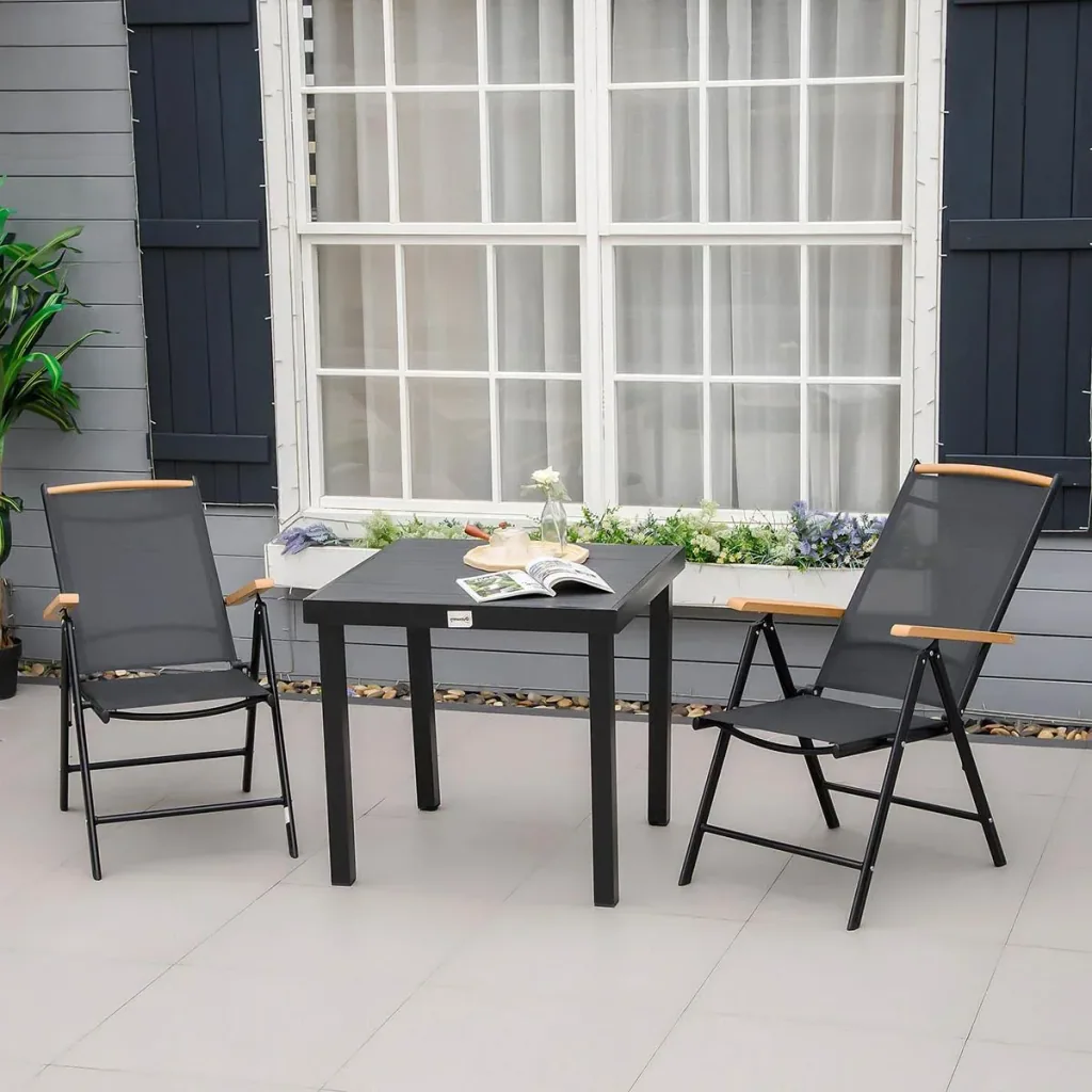 Gartenstuhl-Set 2-teilig schwarzes Netz 71,5 cm × 68 cm × 109 cm