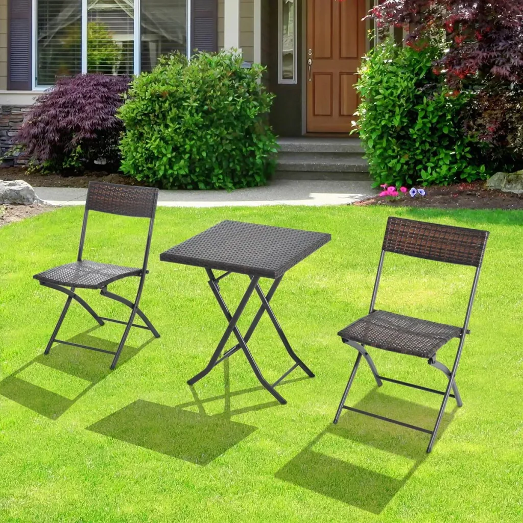 Balkonmöbel als 3-teiliges Set kaffeebraun