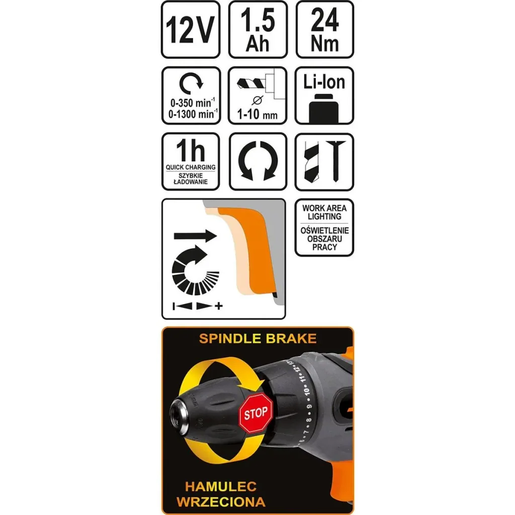 Bohrmaschine - 12V - 1,5Ah Akku
