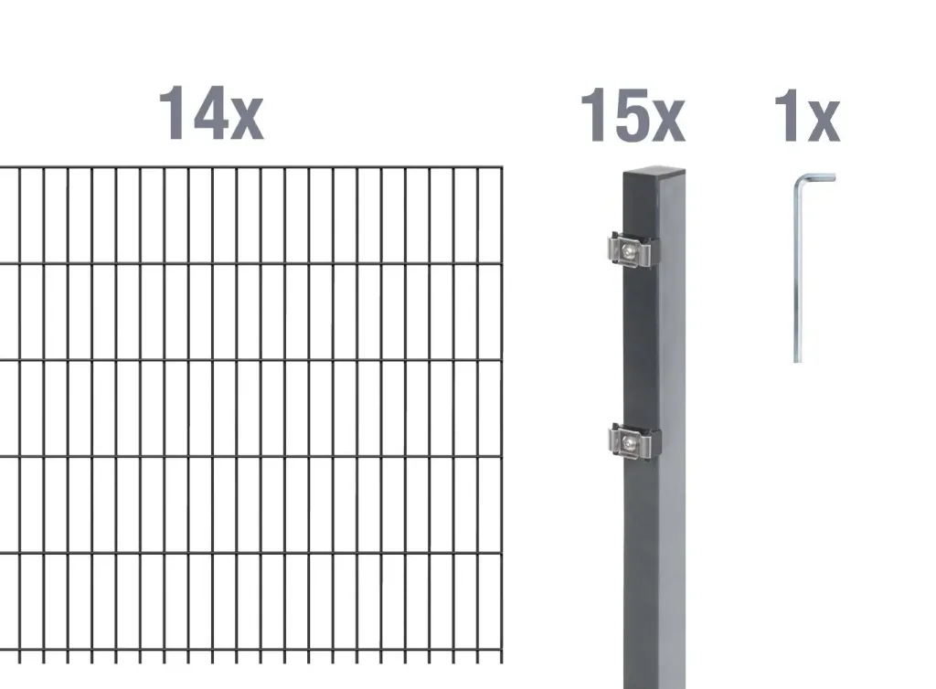 Doppelstabmattenzaun Komplettset, anthrazit, Höhe 100 cm, Länge 28 m