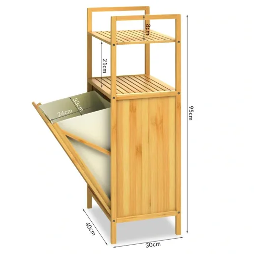 Badezimmerregal mit Wäschekorb 43l 40 x 30 x 95cm