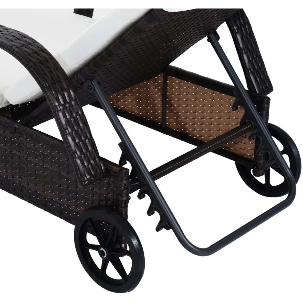 Sonnenliege Tisch 3er Set Gartenmöbel Polyrattan Braun