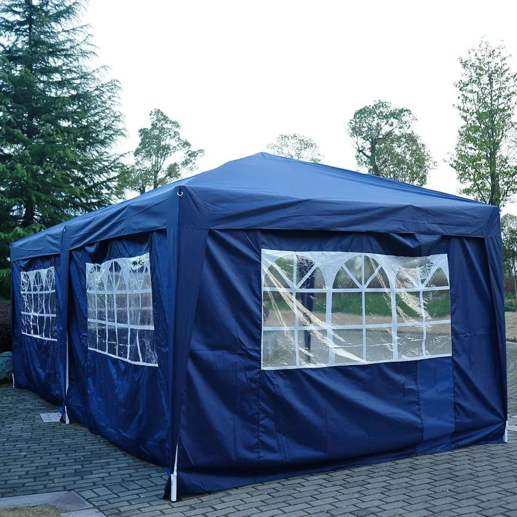 3x6m Faltpavillon Partyzelt Gartenzelt inkl. 4 Seitenteile Blau