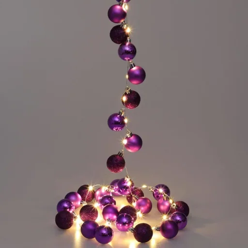 Weihnachtsbeleuchtung Kugeln 40-LED - Lila - 2m