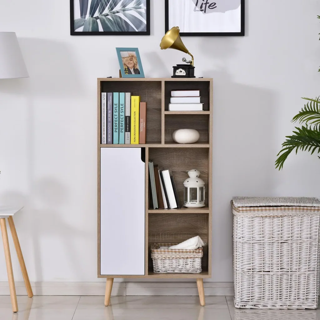 Schrank mit 5 offenen Fächern und 1 Schrank