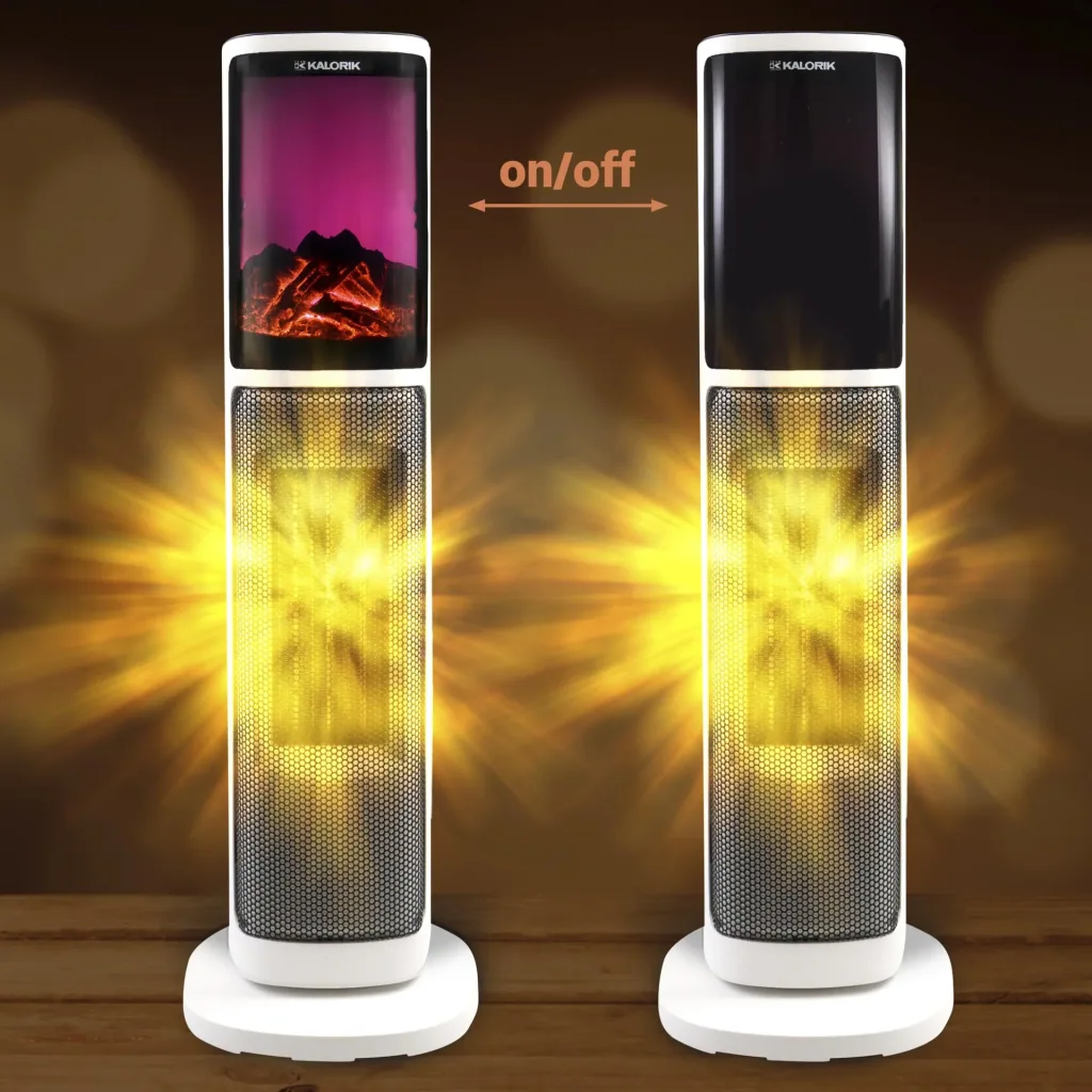 Heizlüfter mit Kaminfeuer und 3D Flammeffekt, 2000W , inklusive Fernbedienung