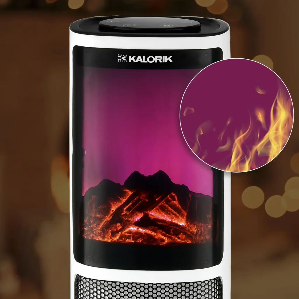 Heizlüfter mit Kaminfeuer und 3D Flammeffekt, 2000W , inklusive Fernbedienung