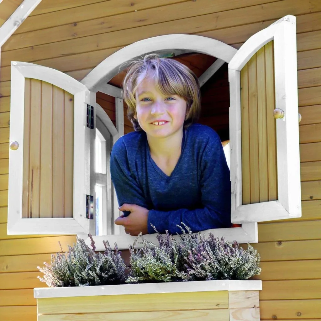 Andy Spielhaus Braun/Weiß - Lindgrüne Rutsche