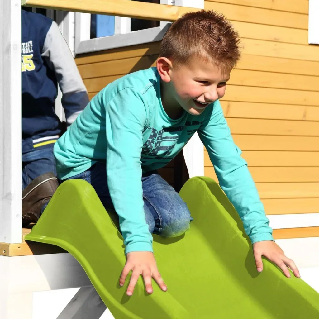 Andy Spielhaus Braun/Weiß - Lindgrüne Rutsche