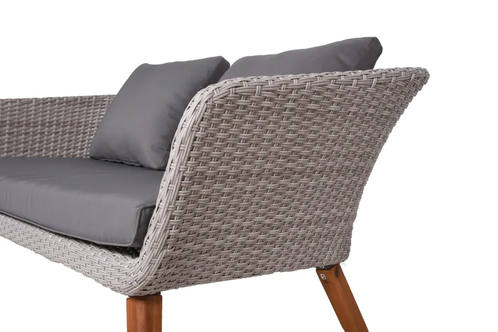 Sitzgruppe ARONA, 4-teilig, Alu / Akazie FSC 100% / Kunststoffgeflecht, grau