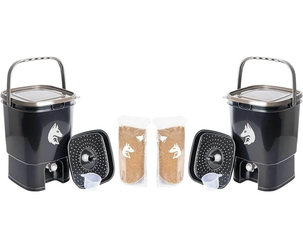 Bokashi Eimer Kompost Komplett Set, 2 x 19 Liter