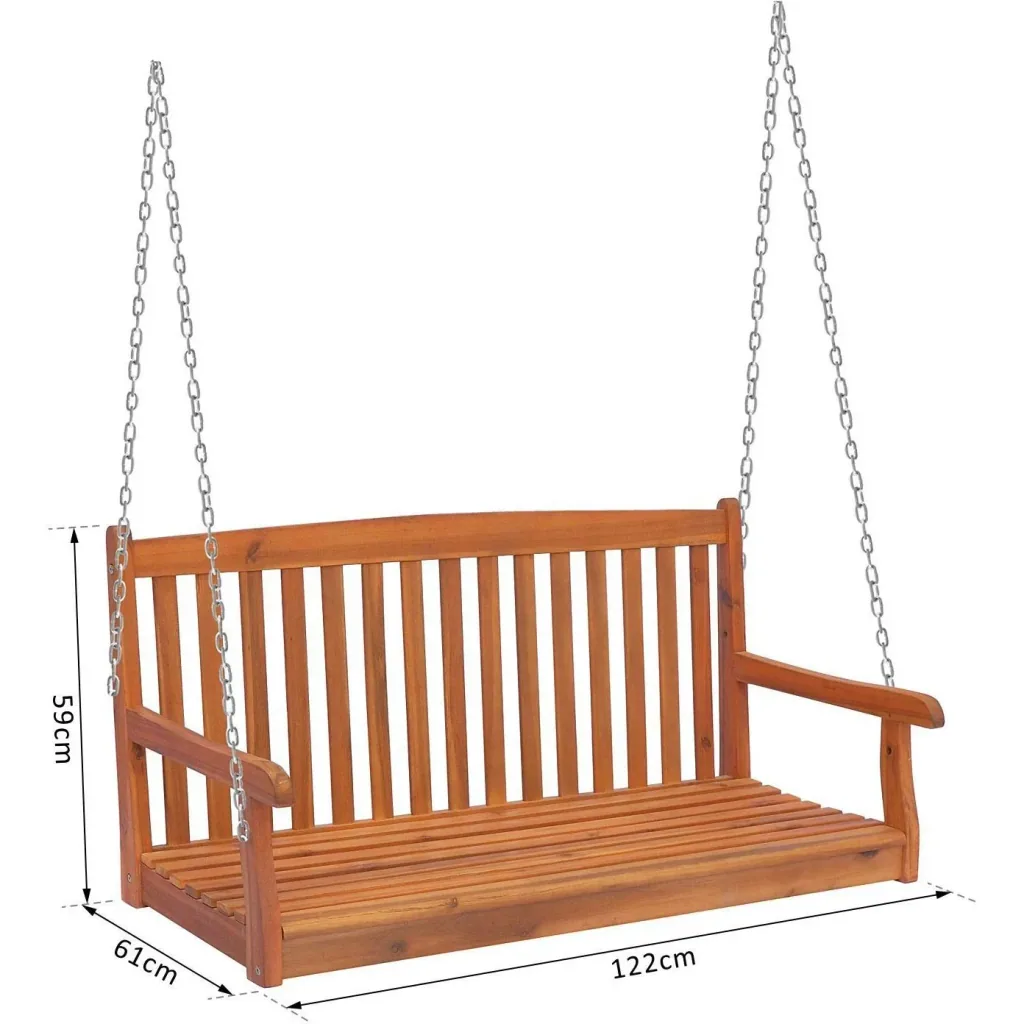 Hängebank Gartenschaukel 2-Sitzer mit Ketten Holz Braun