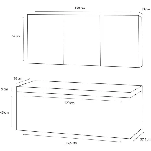 Shallow Badezimmermöbel 120cm - anthrazit