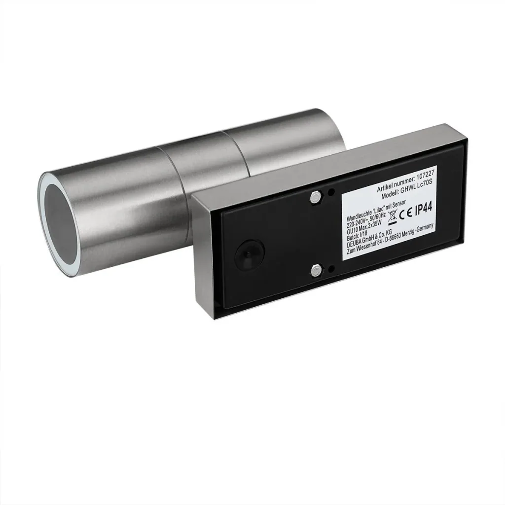 Wandleuchte Edelstahl flieder mit Sensor