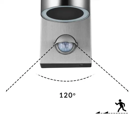 Wandleuchte Edelstahl flieder mit Sensor