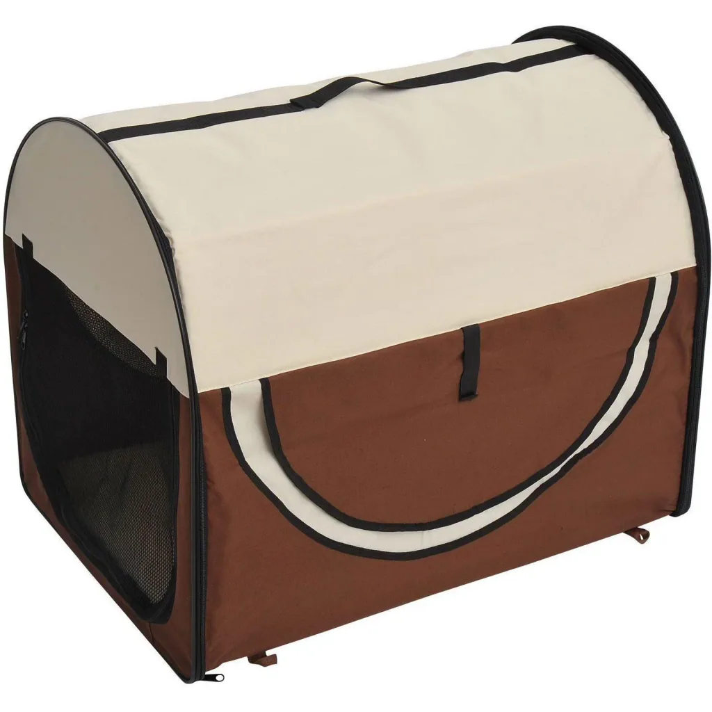 Hundetransportbox, faltbar, Größe L 70x51x59 cm, kaffeebraun-creme