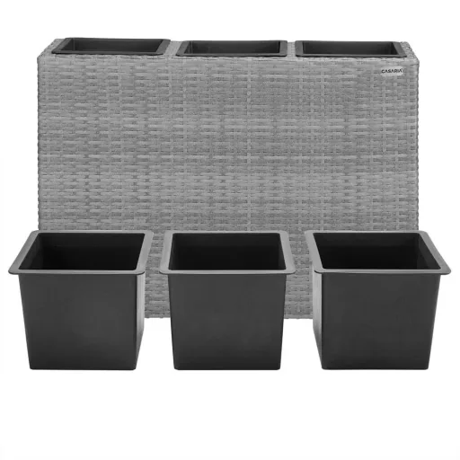 Polyrattan Blumentopf grau 83x30,5x60cm