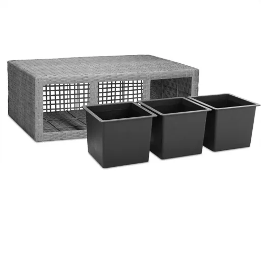 Polyrattan Blumentopf grau 83x30,5x60cm