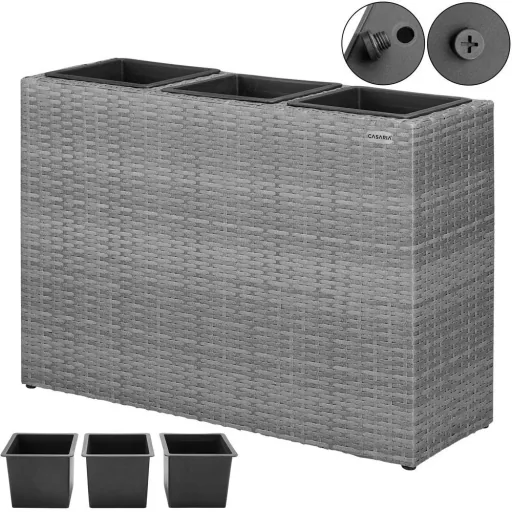 Polyrattan Blumentopf grau 83x30,5x60cm
