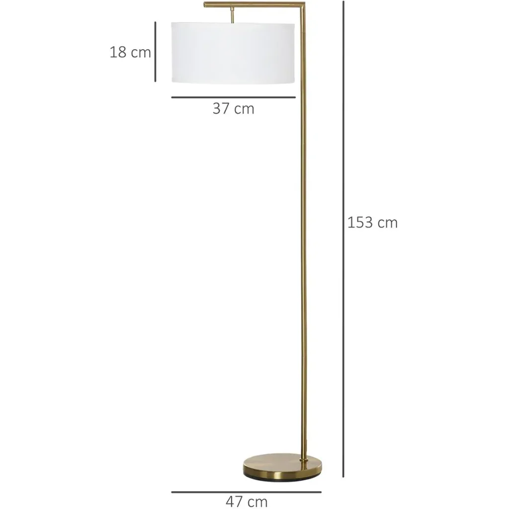Stehlampe mit Leinenstoffschirm gold/weiß