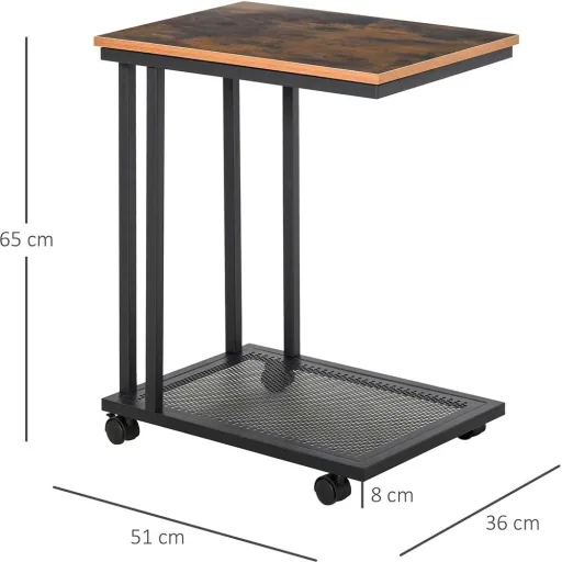 Rollbarer Beistelltisch in C-Form schwarz