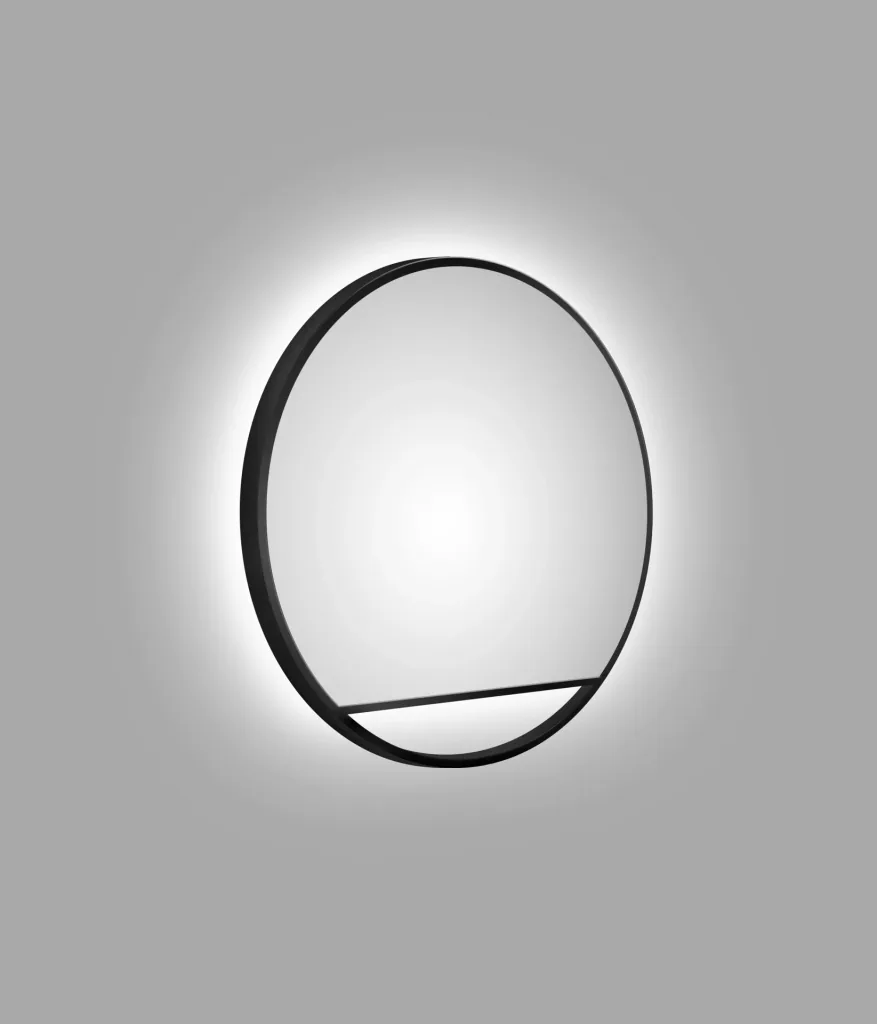 Dekorativer Wandspiegel "Black Hole" - Light indirekter LED Beleuchtung Ø 60 cm