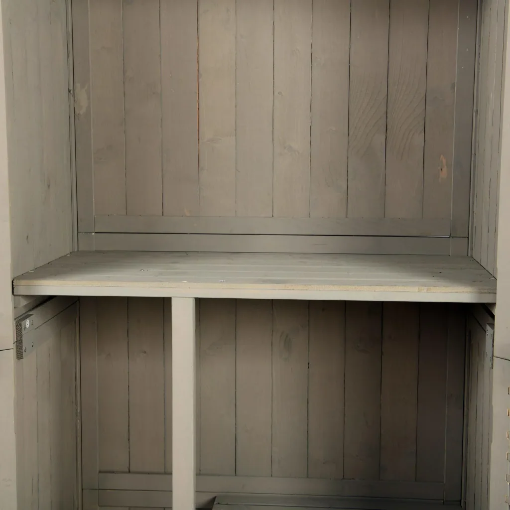 Geräteschuppen Gerätehaus Geräteschrank 4 Fächer Grau