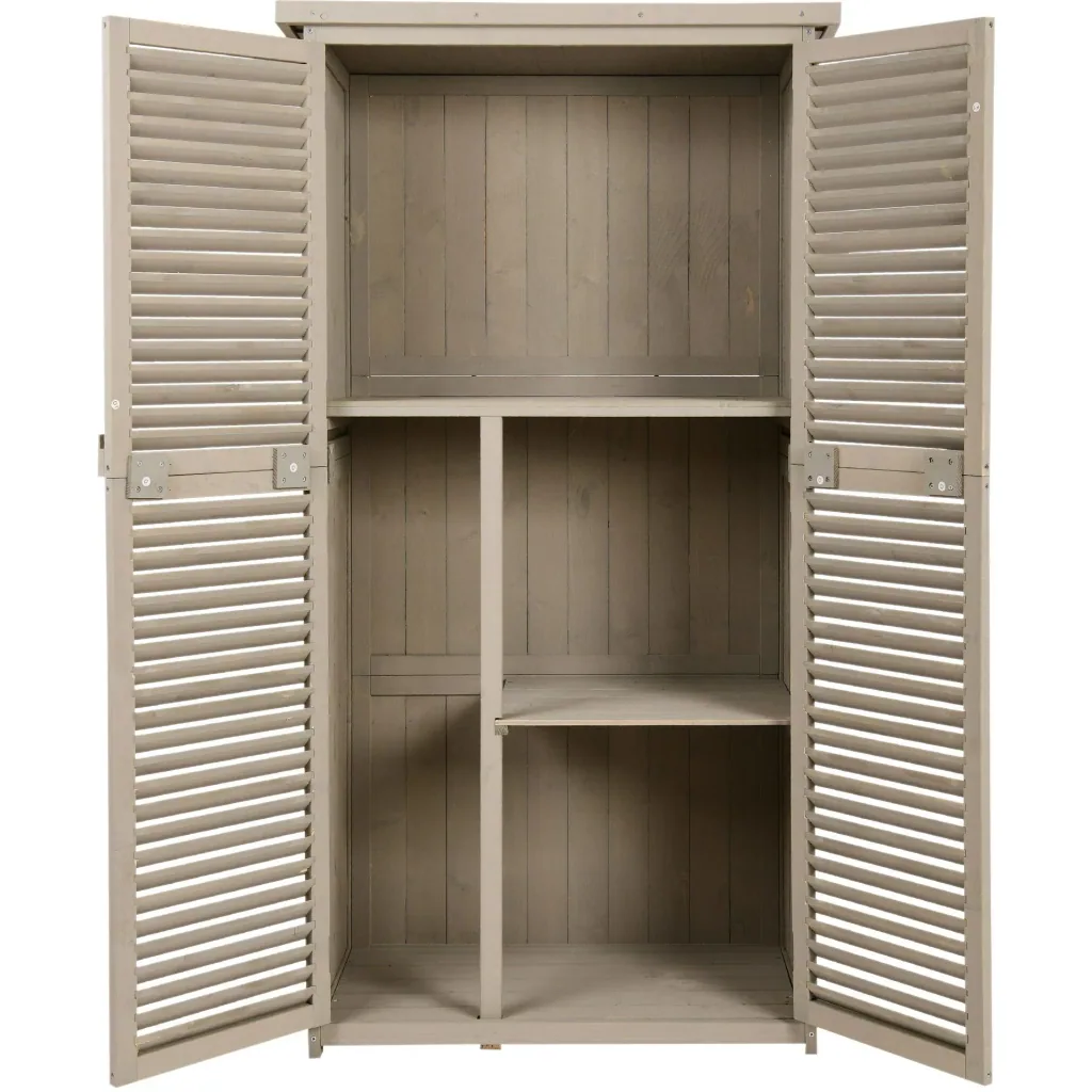 Geräteschuppen Gerätehaus Geräteschrank 4 Fächer Grau