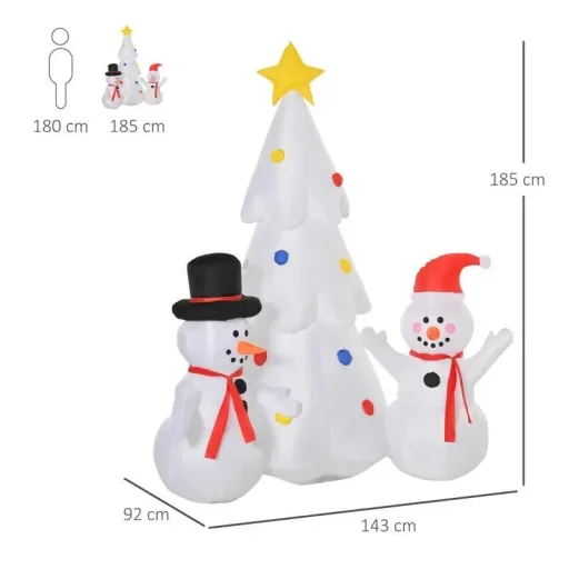 Aufblasbarer Weihnachtsbaum Weihnachtsdekoration mit Schneemann 185 cm