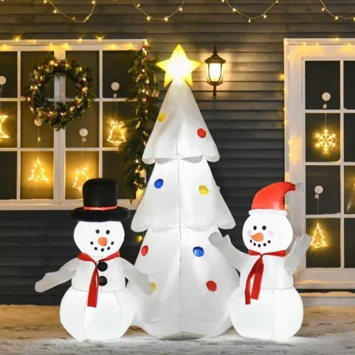 Aufblasbarer Weihnachtsbaum Weihnachtsdekoration mit Schneemann 185 cm