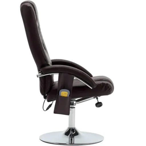 Massagesitz verstellbar mit Fußhocker Kunstleder braun