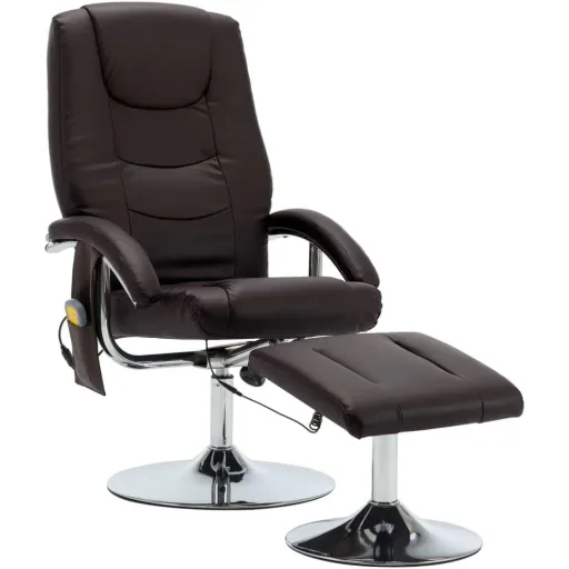 Massagesitz verstellbar mit Fußhocker Kunstleder braun