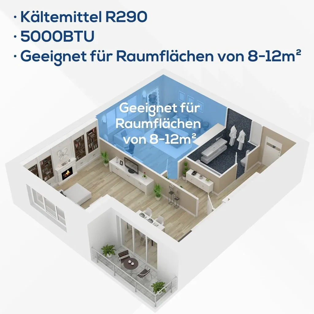 4in1 Klimagerät mit Fernbedienung weiß, grau