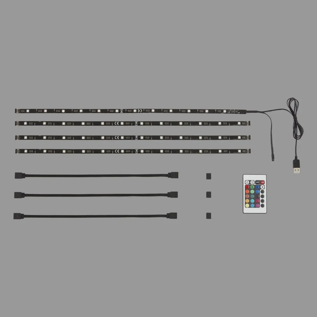 TV-LED Beleuchtungs-Set 2 m Farbwechsel, 48 RGB-LEDs, 3 x Verbinder und 3 x Verbindungskabel