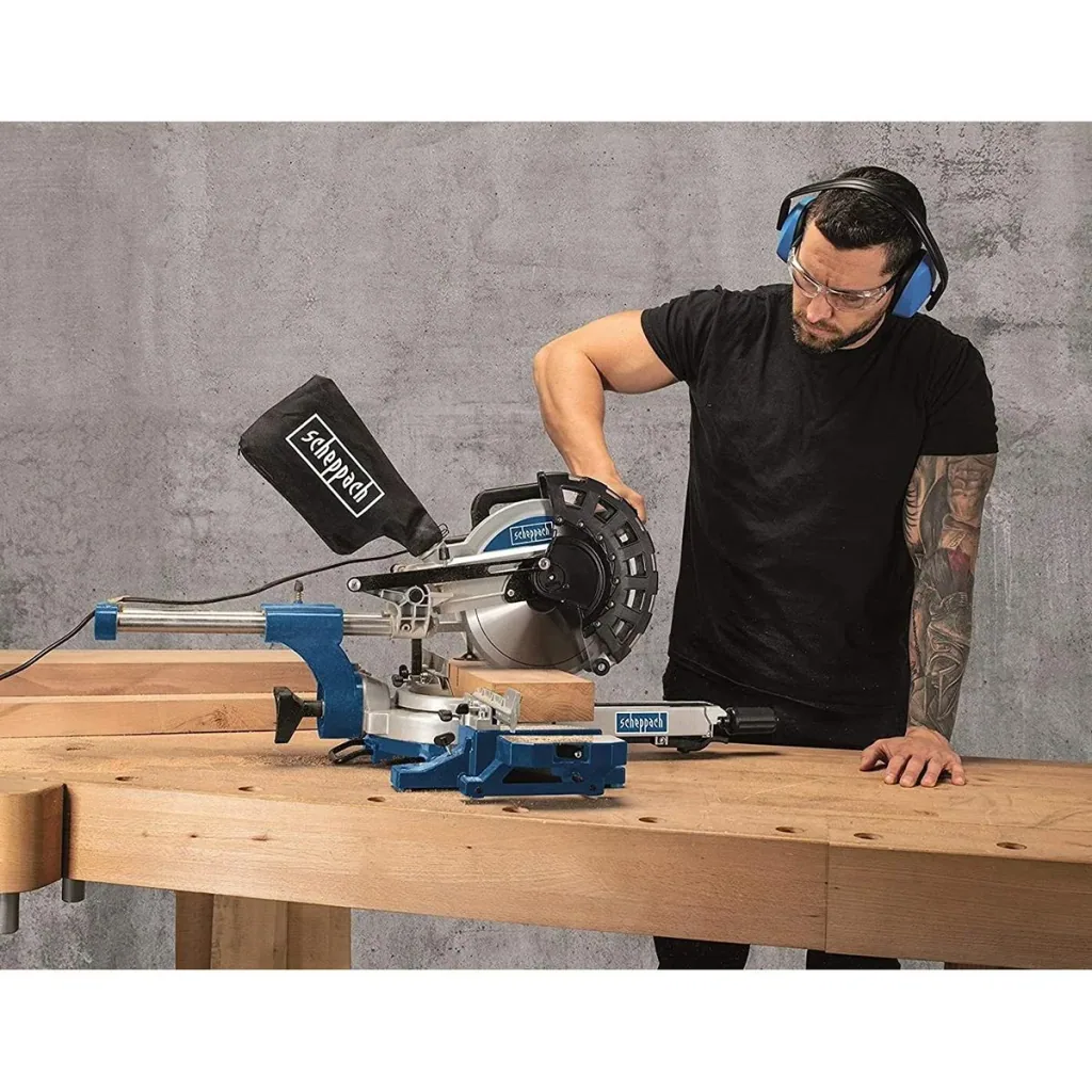 Sonderpreis! Kombi-Säge HM254 - 2000W | 255mm | Laser, LED und Drehtisch | 2 Sägeblätter + UMF2000 Ständer