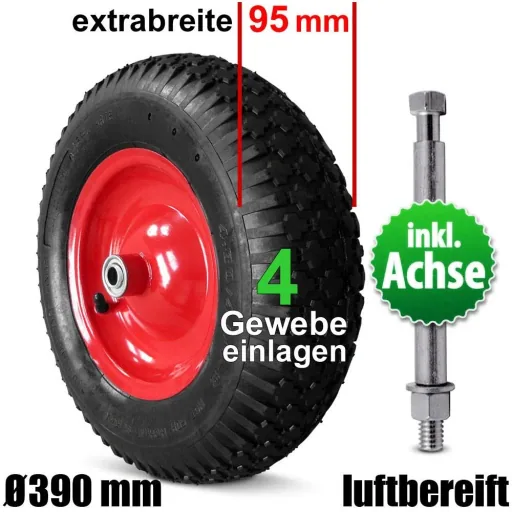 Schubkarre Ersatz-Luftreifen/Rad inkl. Achse
