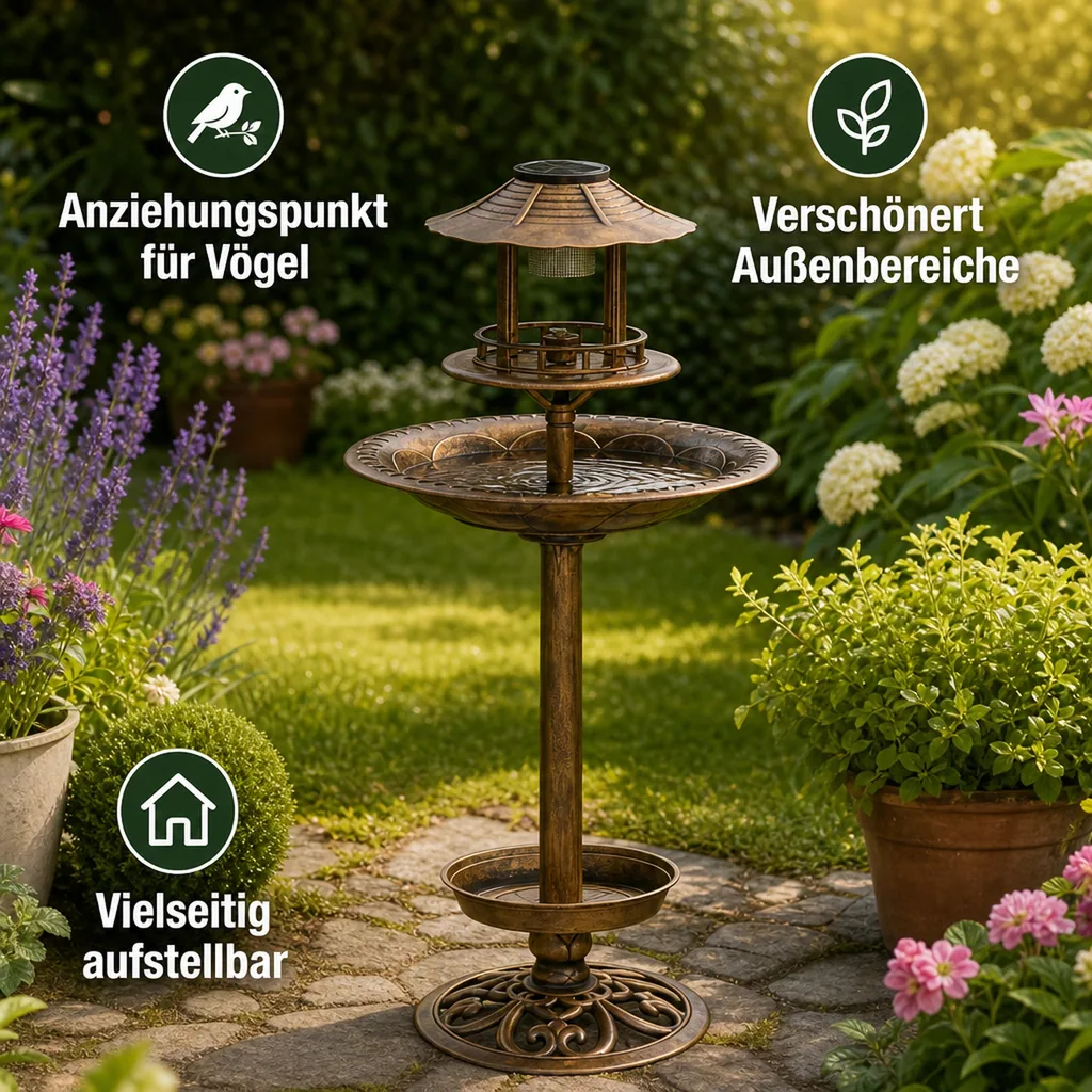 Solar Vogel-Bad 4in1, Bronze