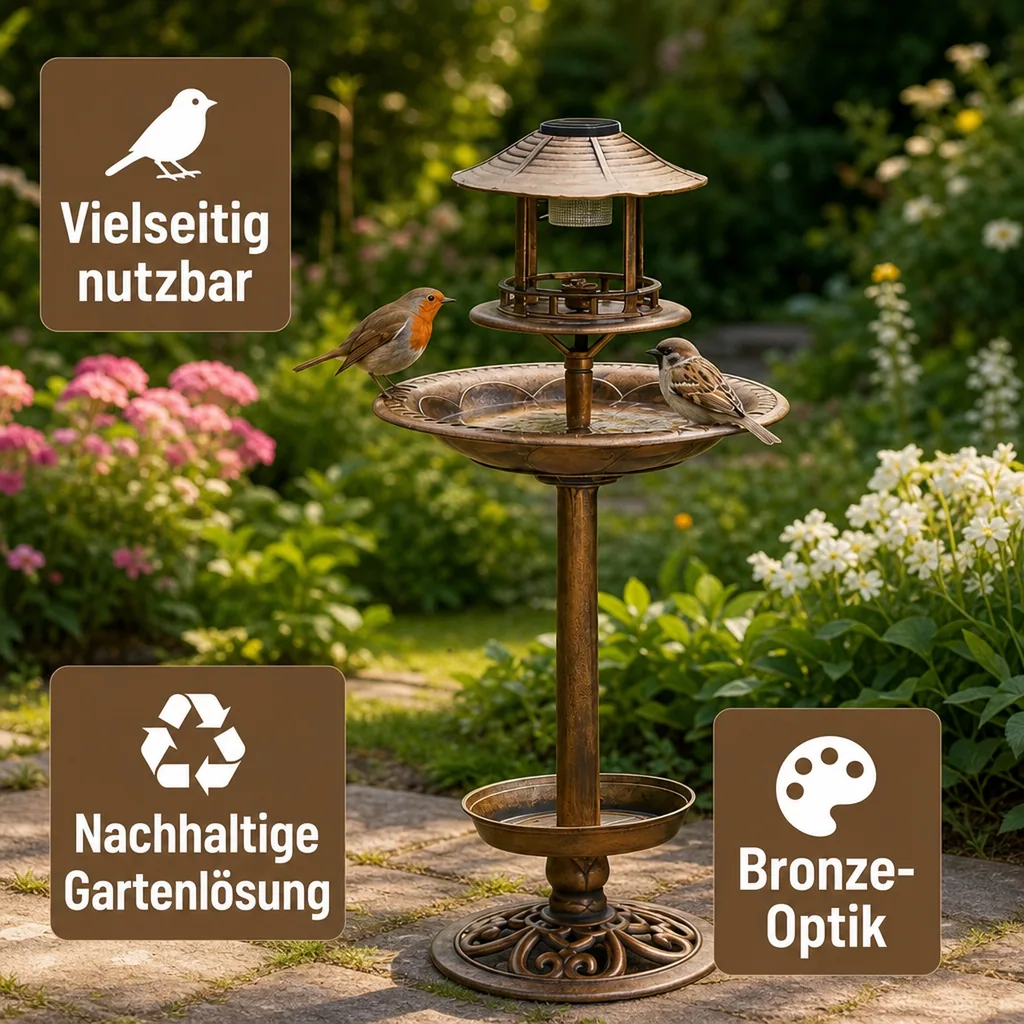 Solar Vogel-Bad 4in1, Bronze