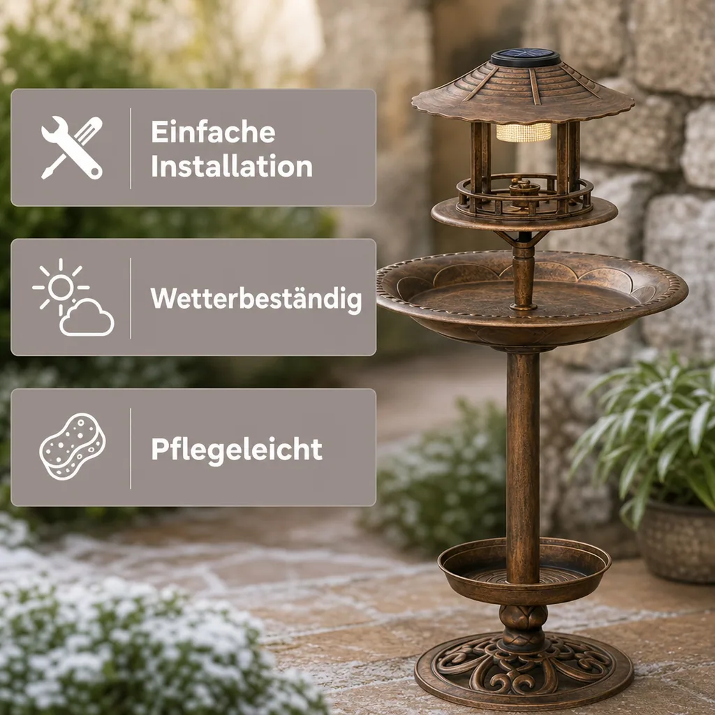 Solar Vogel-Bad 4in1, Bronze