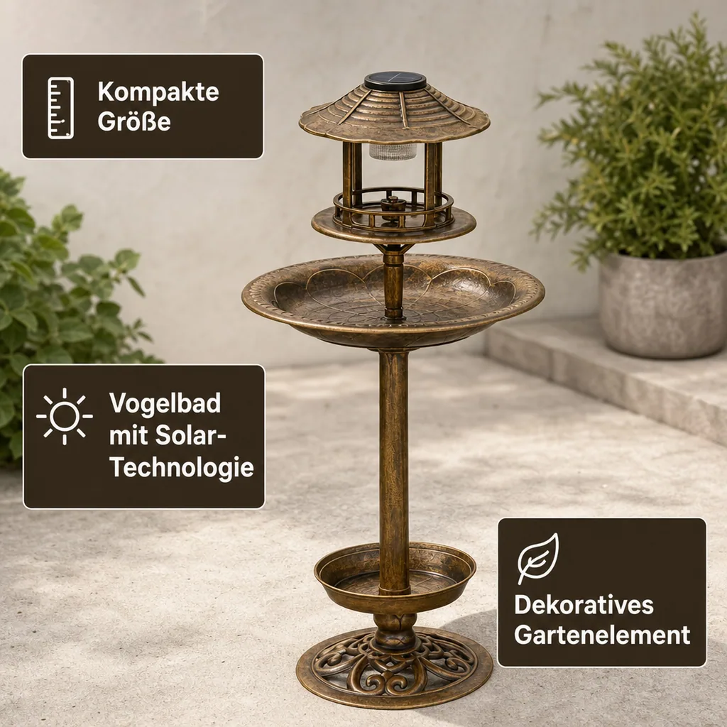 Solar Vogel-Bad 4in1, Bronze