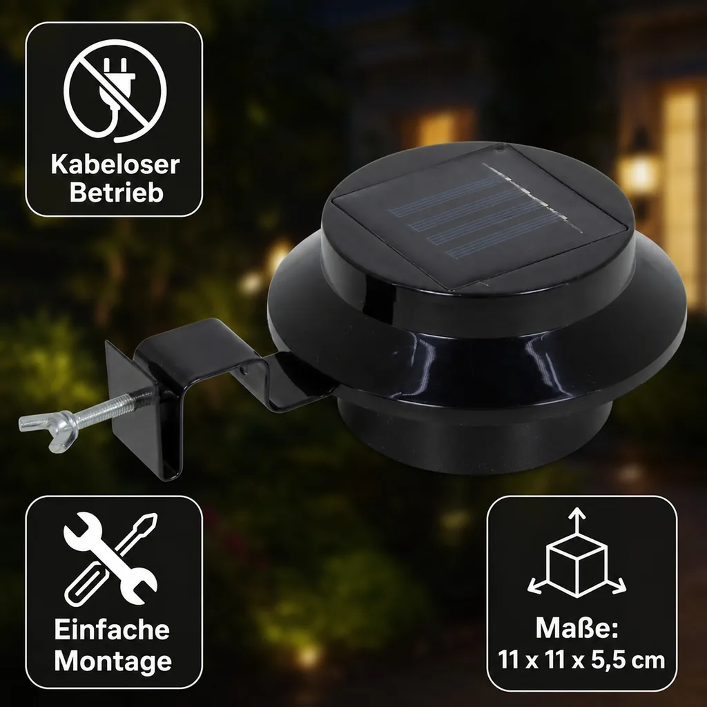 Dachrinnen Solarleuchte, 3er-Set