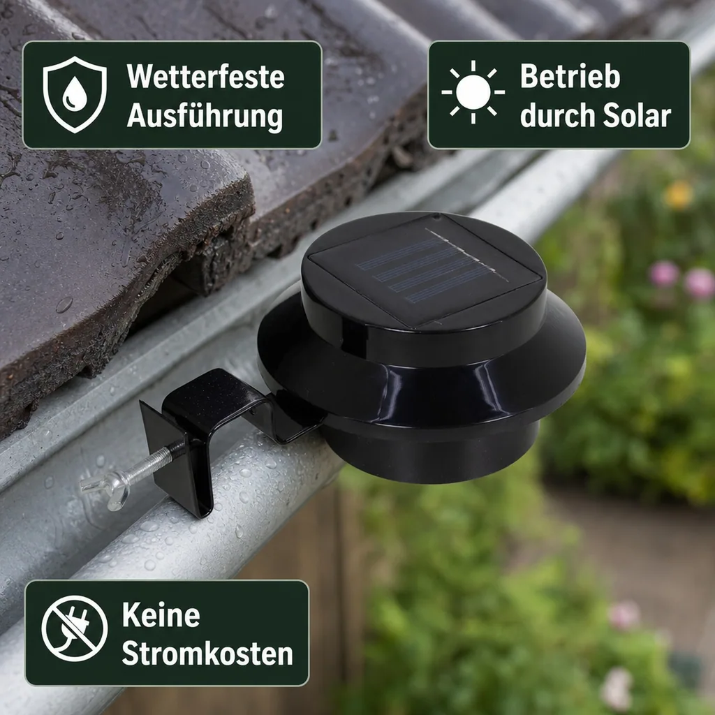 Dachrinnen Solarleuchte, 3er-Set