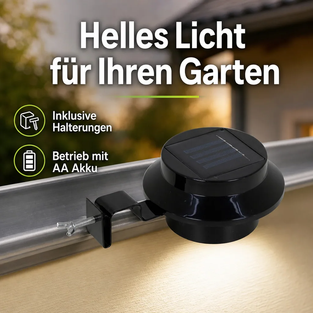 Dachrinnen Solarleuchte, 3er-Set