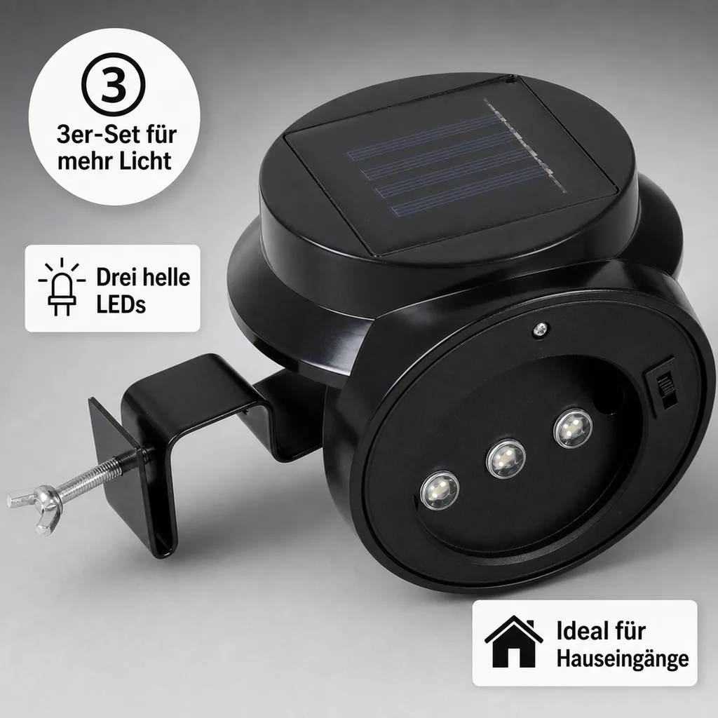 Dachrinnen Solarleuchte, 3er-Set